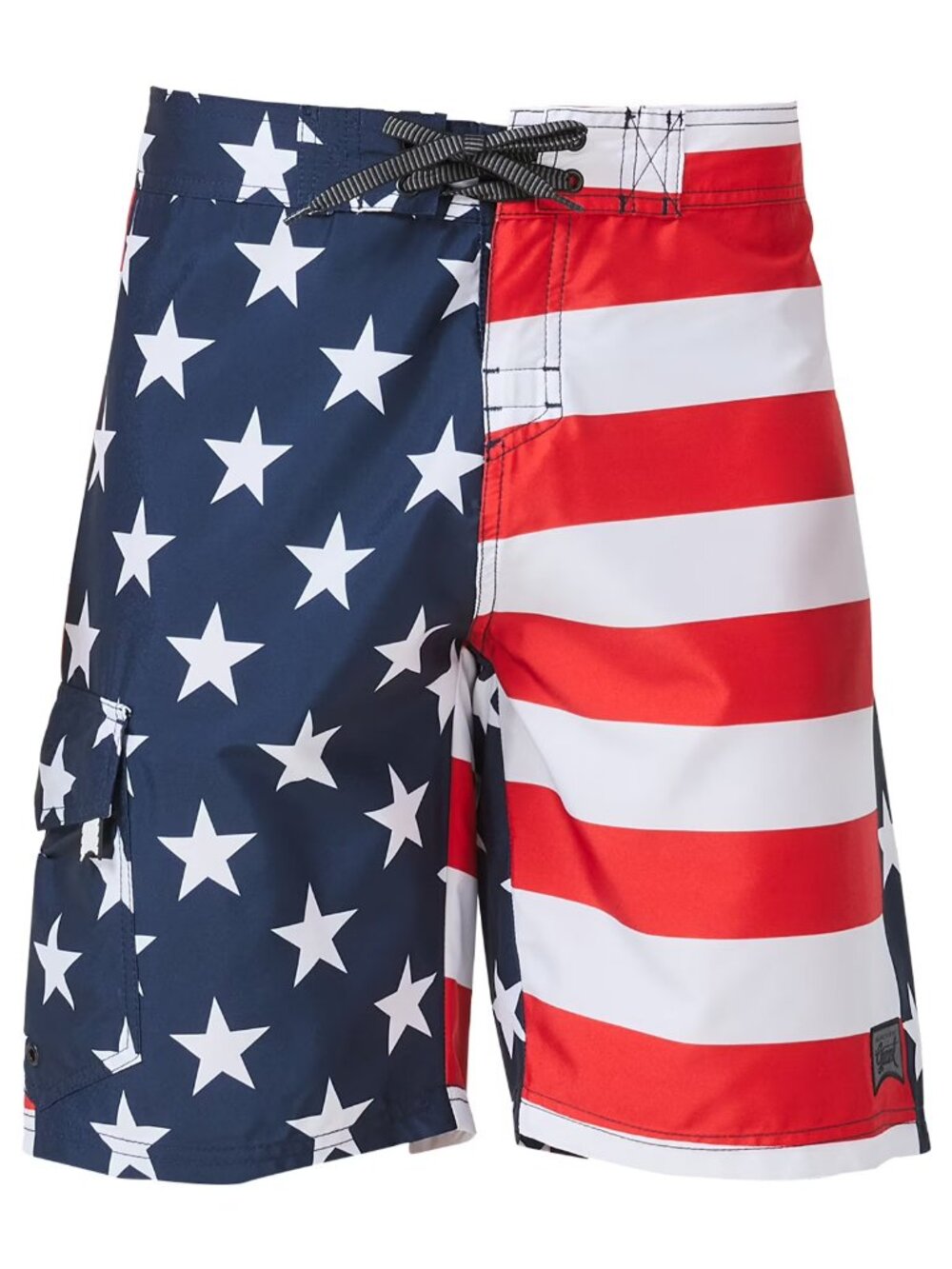 USA Flag Patriotic Men Swim Trunks Board Shorts with Cargo Pocket